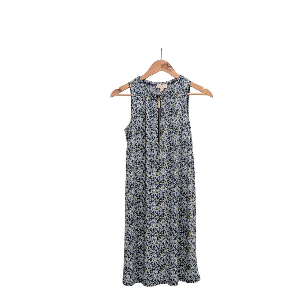 Michael Kors Floral Sleeveless Front Zip Shift Dress Navy Blue Women’s S - Picture 4 of 7